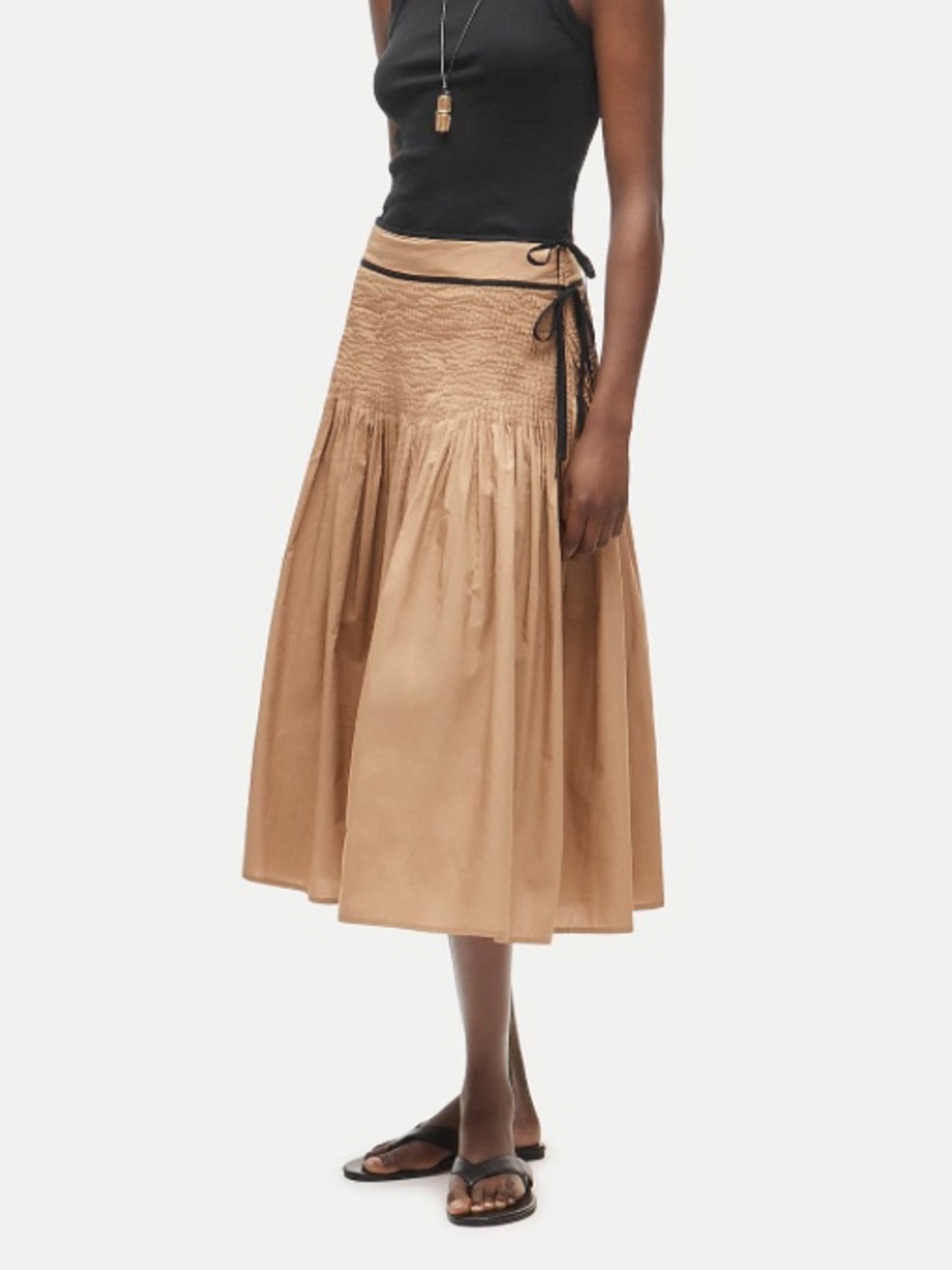 J crew Faux side-tie pleated skirt in cotton poplin
